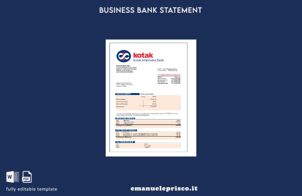 stile verificato Modello di modello Word e PDF di dichiarazione aziendale Kotak 